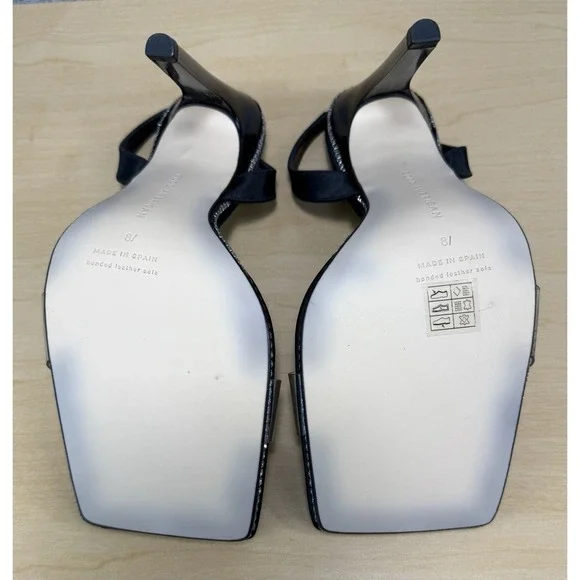 Good American Heels Womens 8.5 Open Square Toe Sling Back Crystal‎ GA120KD - Picture 11 of 13